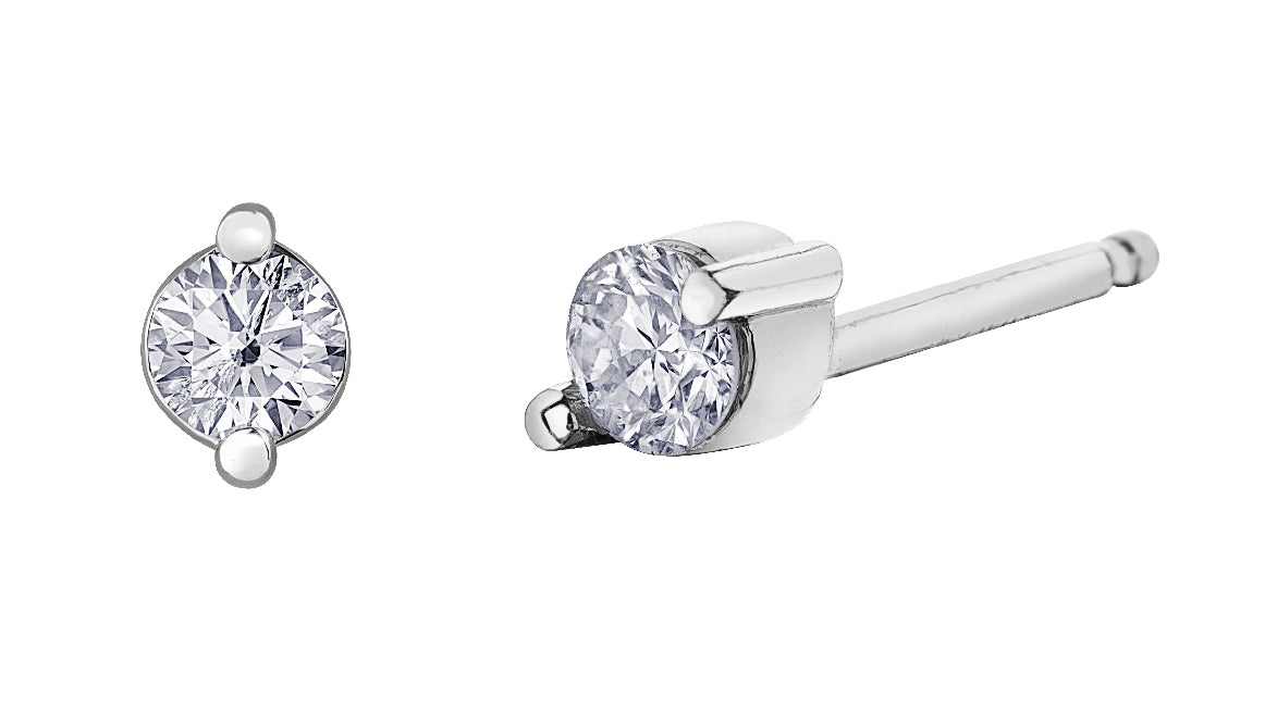 Lady's 10kt white gold 'Forever Jewellery' Stud earrings set with 2 x 0.08ct round brilliant cut CANADIAN diamonds