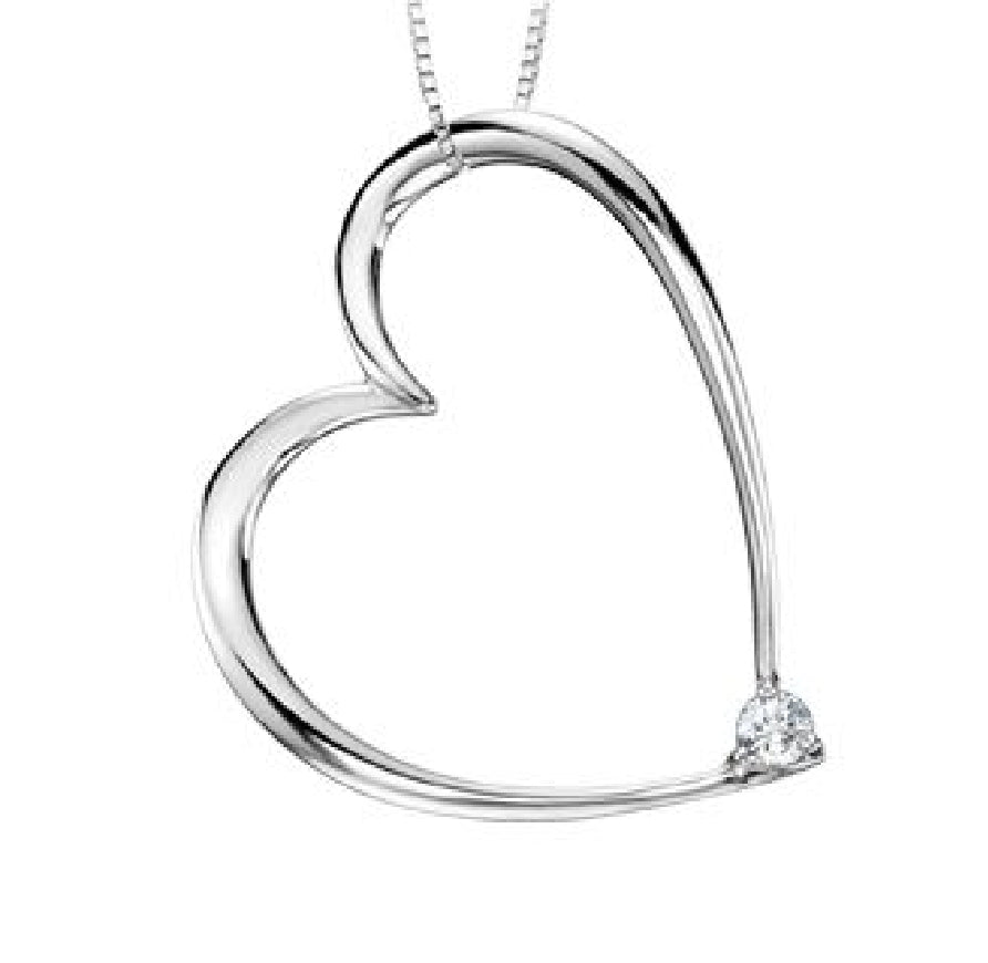 Lady's sterling silver 'Forever Jewellery' HEART pendant set with
1 x 0.08ct round brilliant cut CANADIAN diamond on a fine box link chain