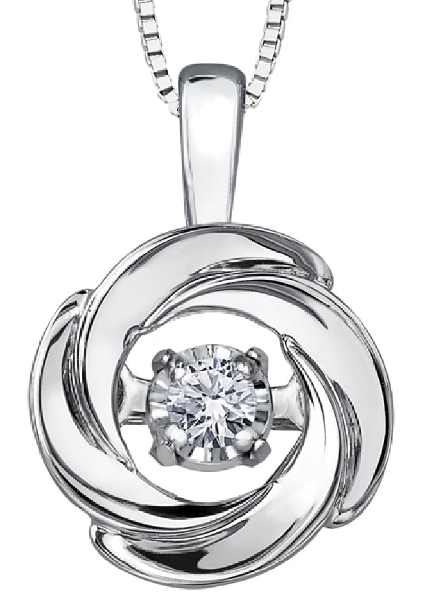 Lady's 10kt white gold 'Forever Jewellery' solitaire PULSE pendant set with 1 x 0.02ct round brilliant cut diamond on a fine box link chain