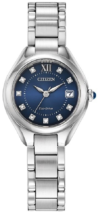 Lady's stainless steel CITIZEN ECO-DRIVE 'Silhouette Crystal' classic dress watch featuring cyrstals  #EW2540-83L