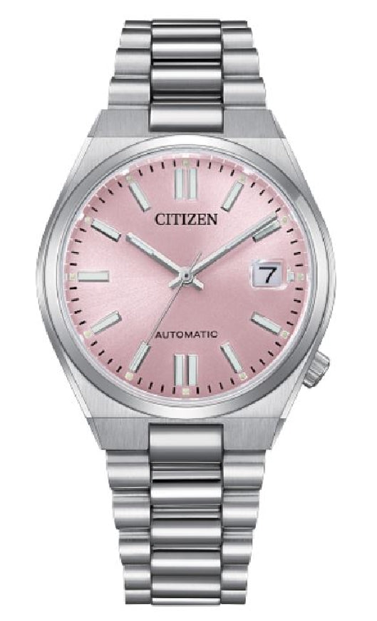 Silver tone stainless steel CITIZEN - AUTOMATIC 'Tsuyosa 37mm Collection' watch with pink dial #NJ0200-50Z