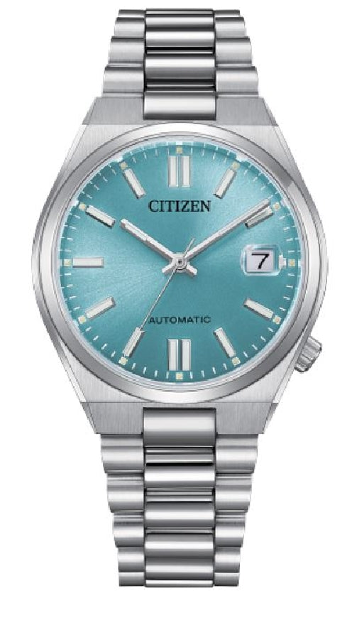 Silver tone stainless steel CITIZEN - AUTOMATIC 'Tsuyosa 37mm Collection' watch with aqua dial #NJ0200-50L