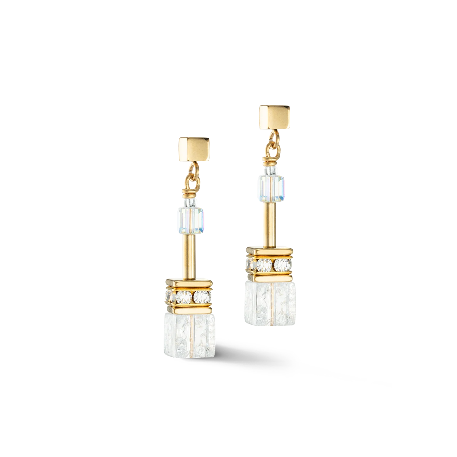 GeoCUBE® Iconic Nature earrings gold white