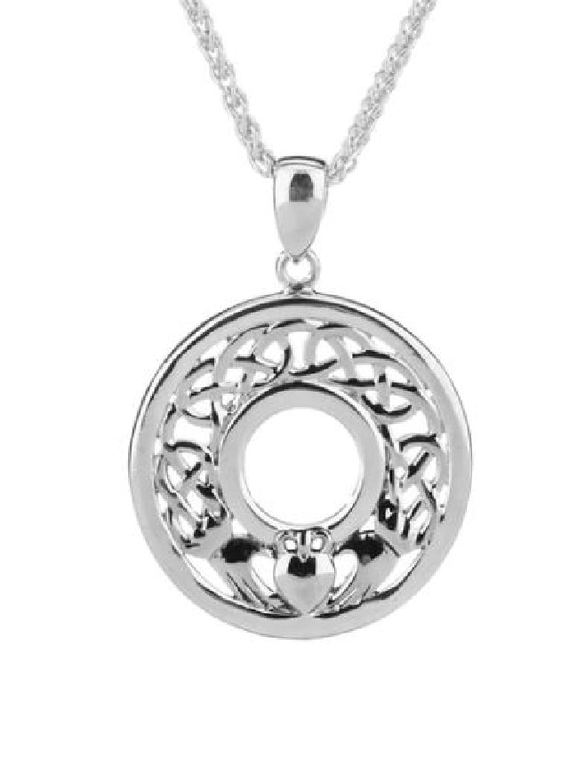 KEITH JACK sterling silver 'Claddagh' pendant on an 18' chain