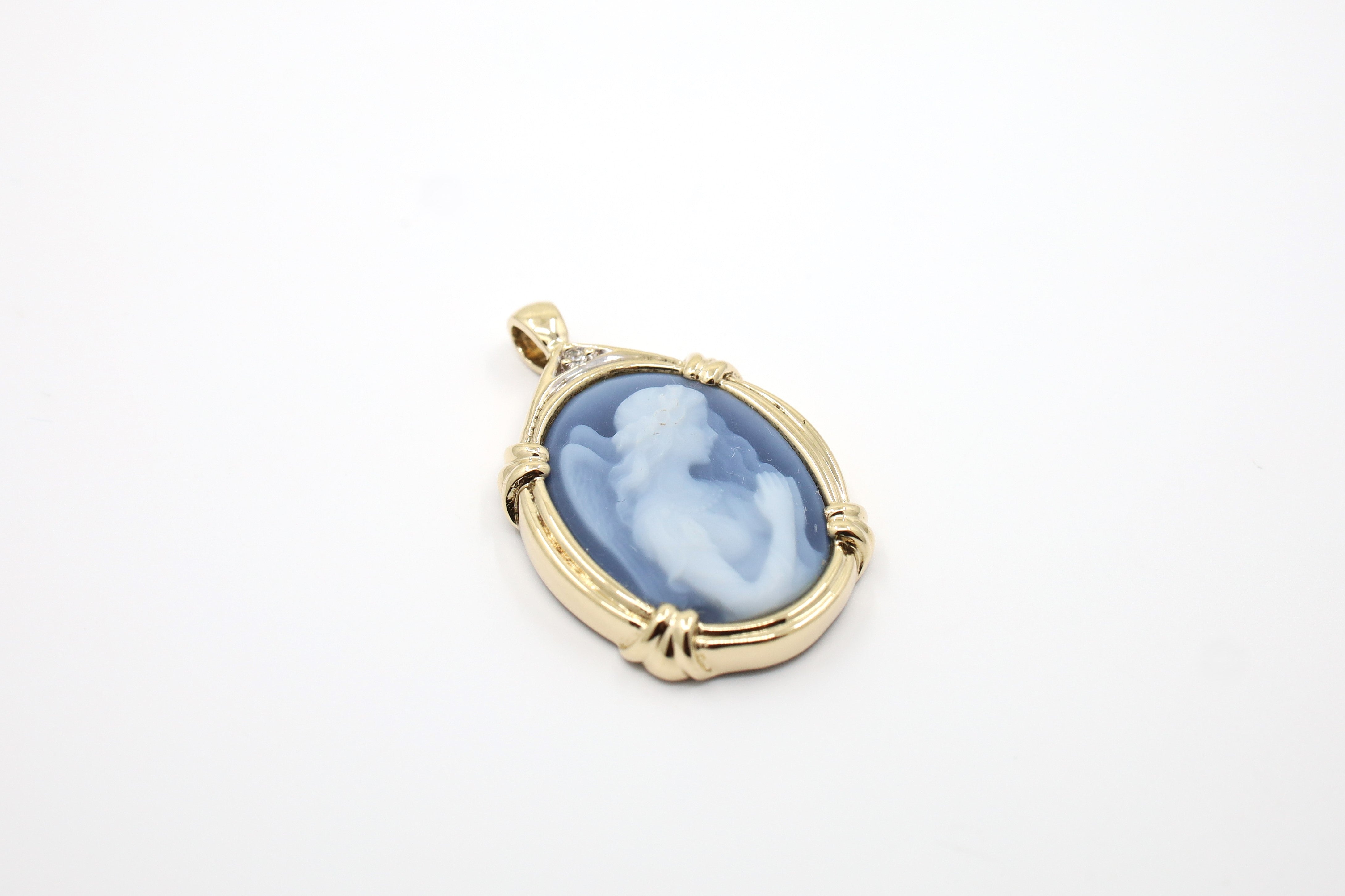 Blue Agate Estate Cameo Pendant