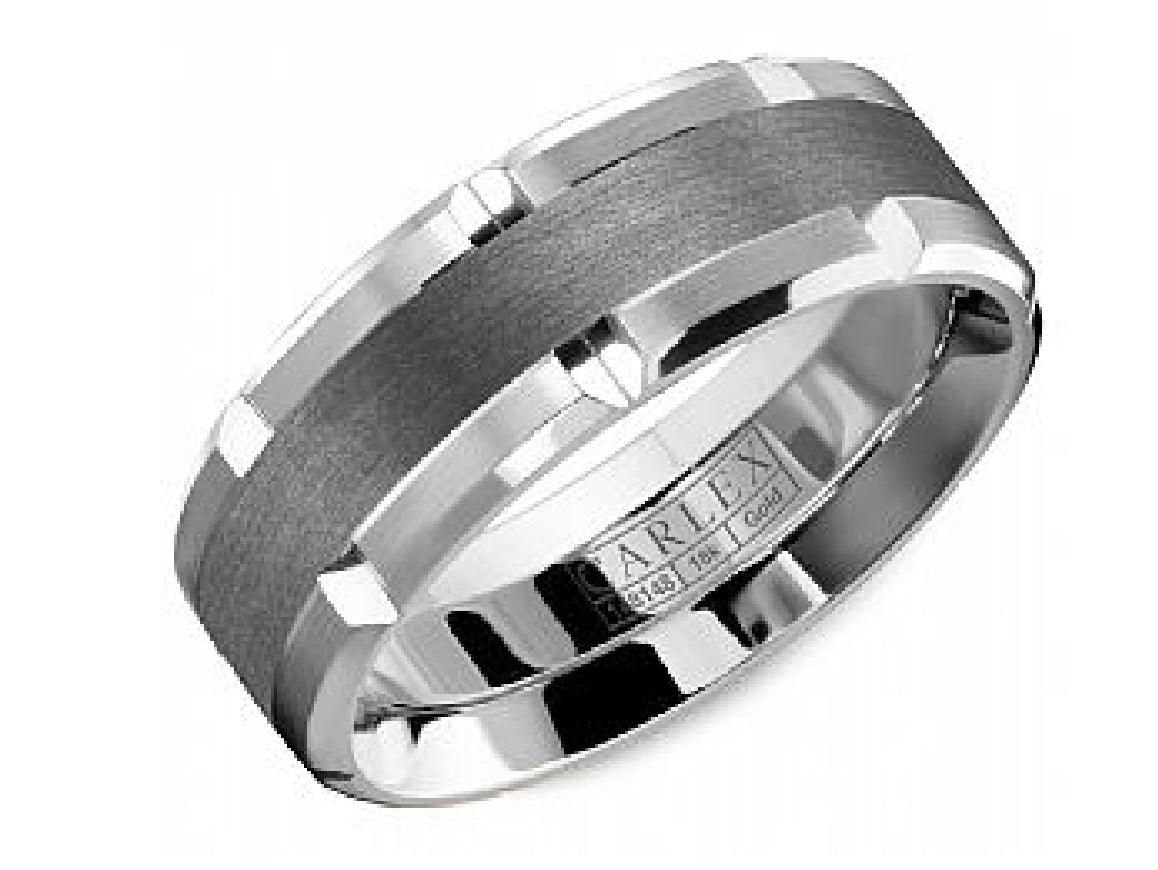 Gent's Tantalum & 14kt white gold CARLEX G1 Luxury wedding band in 7.5mm width
Ring size = 10