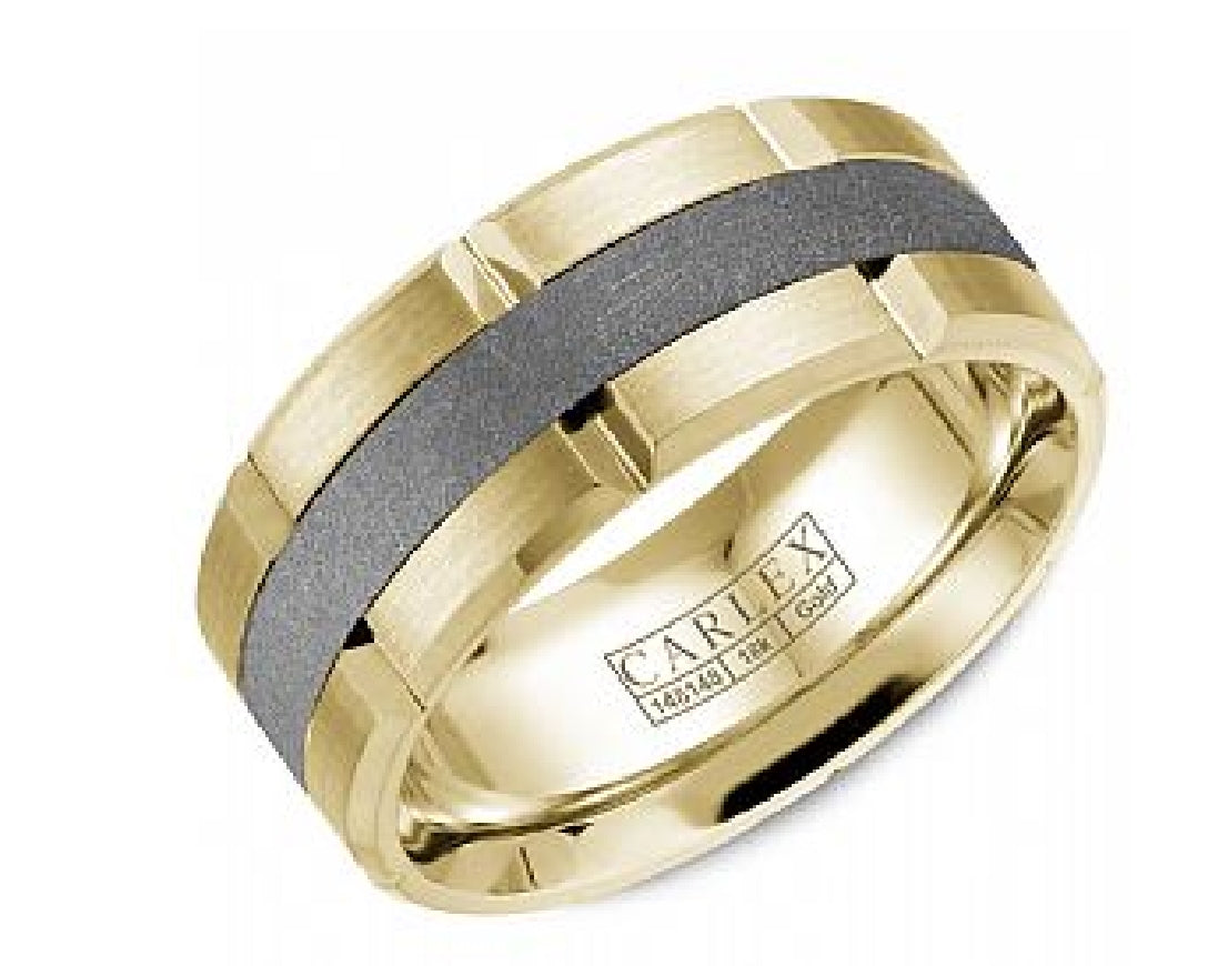 Gent's Tantalum & 14kt yellow gold CARLEX G1 Luxury wedding band in 9mm width
Ring size = 10