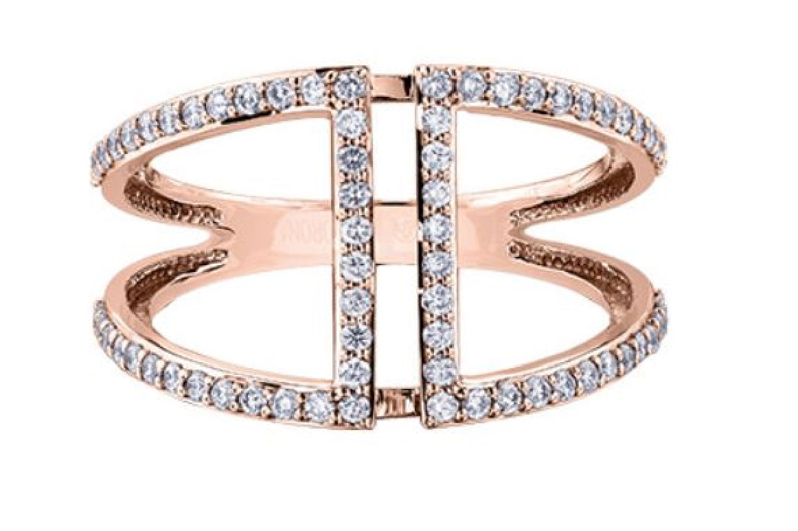 **CLEARANCE**
Lady's 10kt rose gold dress ring set with 68 round brilliant cut diamonds = 0.40ct tw