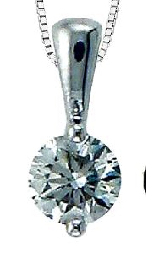 Lady's 10kt white gold 'Forever Jewellery' Solitaire pendant set with 1 x 0.14ct round brilliant cut CANADIAN diamond on a fine box link chain