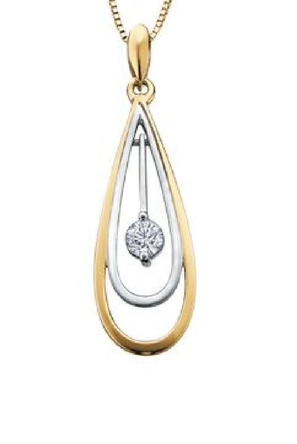 Lady's 10kt yellow & white gold 'Forever Jewellery' Double hoop pendant set with 1 x 0.10ct round brilliant cut CANADIAN diamond on a fine box link chain