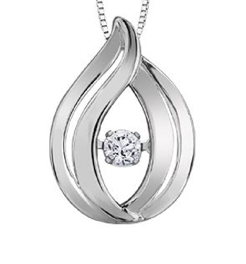 Lady's sterling silver 'Forever Jewellery' 'PULSE' pendant set with 1 x 0.05ct round brilliant cut CANADIAN diamond on a fine box link chain