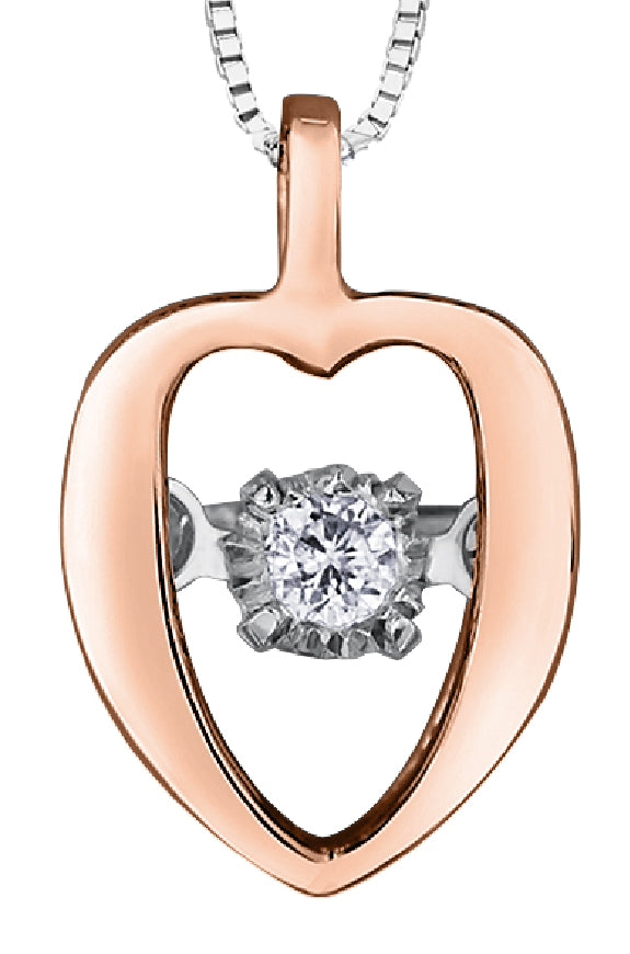 Lady's 10kt rose & white gold 'Forever Jewellery' solitaire PULSE pendant set with 1 x 0.02ct round brilliant cut diamond on a fine box link chain