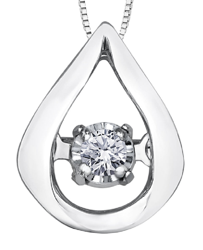 Lady's 10kt white gold 'Forever Jewellery' solitaire PULSE pendant set with 1 x 0.02ct round brilliant cut diamond on a fine box link chain