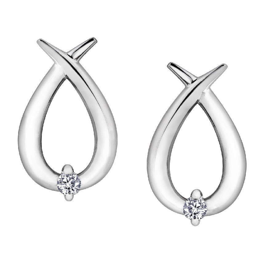 Lady's 10kt white gold 'Forever Jewellery' diamond stud earrings set with 2 round brilliant cut diamonds = 0.04ct tw