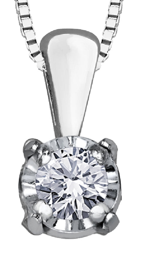 Lady's 10kt white gold 'Forever Jewellery' solitaire pendant set with 1 x 0.03ct round brilliant cut diamond on a fine box link chain