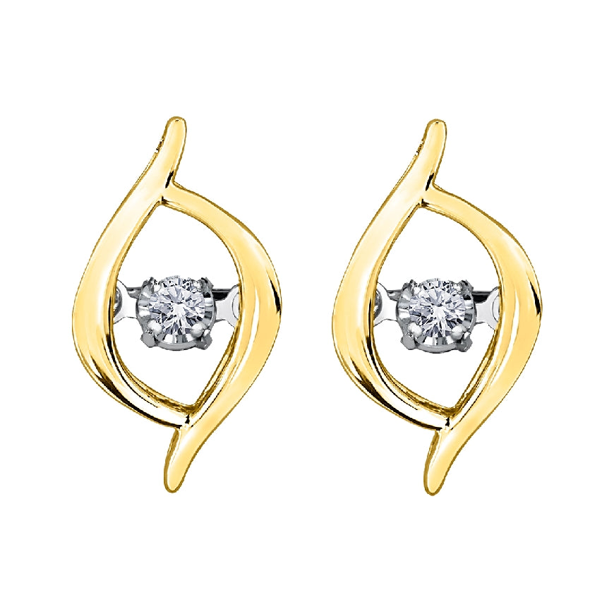 Lady's 10kt yellow gold 'Forever Jewellery' PULSE earrings set with 2 round brilliant cut diamonds = 0.02ct tw