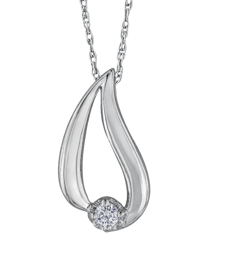 Lady's 10kt white gold 'Forever Jewellery' Fashion pendant set with 1 x 0.04ct round brilliant cut CANADIAN diamond on a fine box link chain