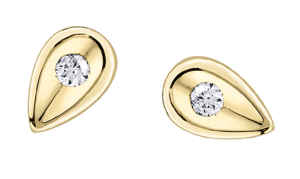 Lady's 10kt yellow gold 'Forever Jewellery' diamond stud earrings set with 2 round brilliant cut diamonds = 0.04ct tw