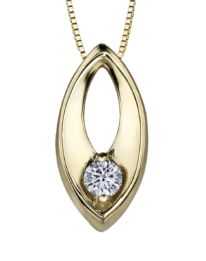 Lady's 10kt yellow gold 'Forever Jewellery' Fashion pendant set with 1 x 0.07ct round brilliant cut CANADIAN diamond on a fine box link chain