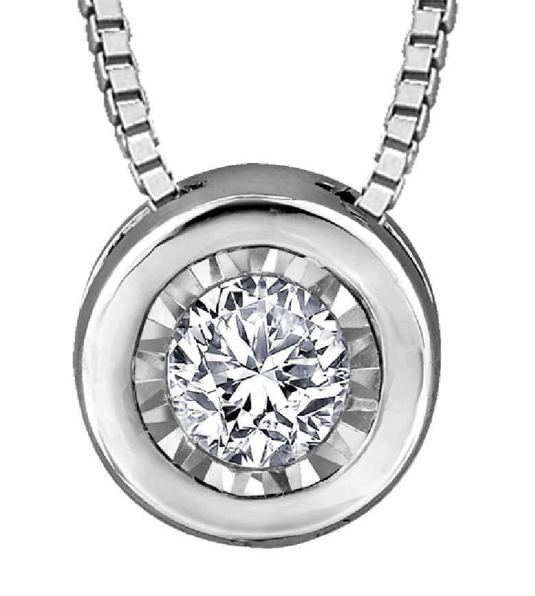 Lady's 10kt white gold 'Forever Jewellery' solitaire pendant set with 1 x 0.02ct round brilliant cut diamond on a fine box link chain