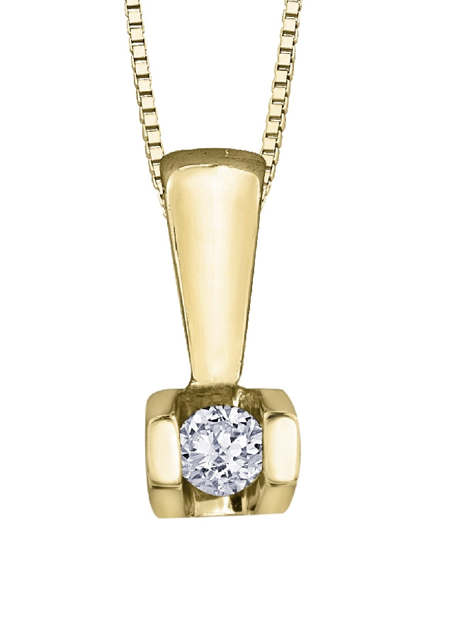 Lady's 10kt yellow gold 'Forever Jewellery' solitaire pendant set with 1 x 0.04ct round brilliant cut diamond on a fine box link chain