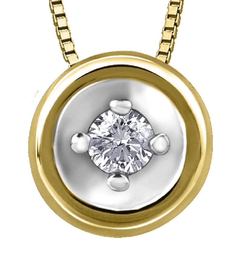 Lady's 10kt yellow gold 'Forever Jewellery' solitaire pendant set with 1 x 0.03ct round brilliant cut diamond on a fine box link chain