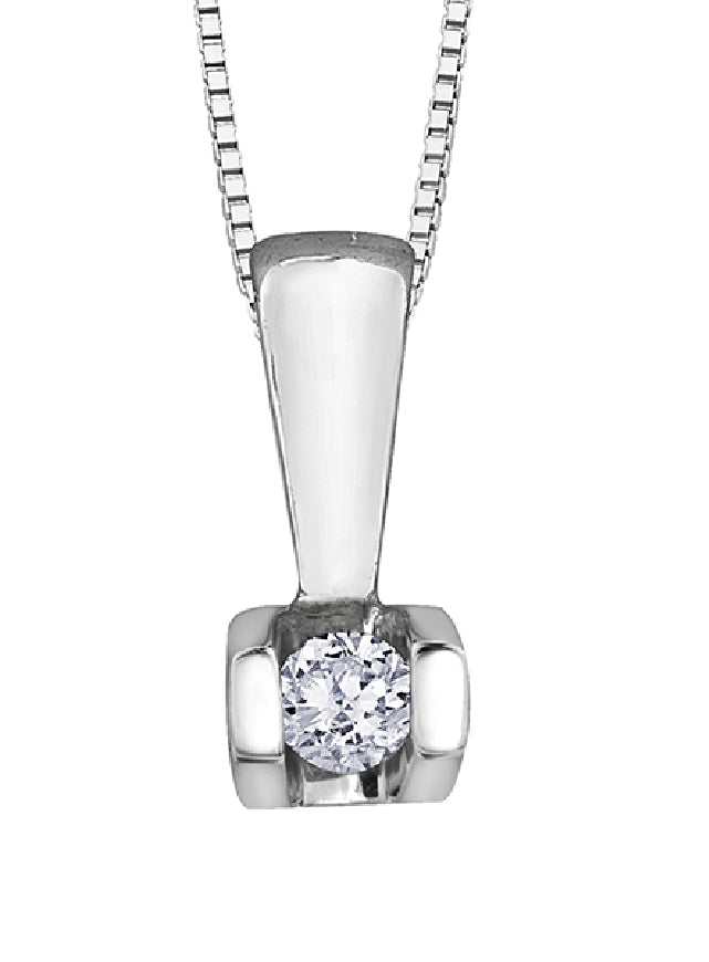 Lady's 10kt white gold 'Forever Jewellery' solitaire pendant set with 1 x 0.04ct round brilliant cut diamond on a fine box link chain