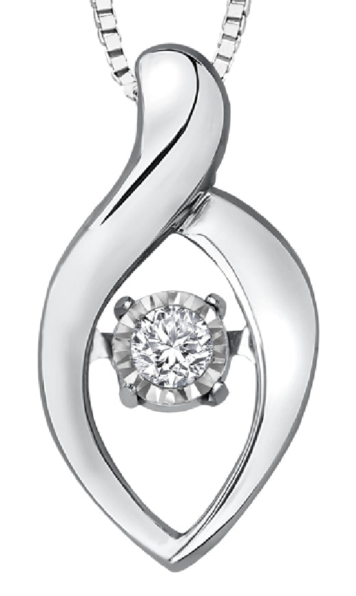 Lady's 10kt white gold 'Forever Jewellery' solitaire PULSE pendant set with 1 x 0.02ct round brilliant cut diamond on a fine box link chain