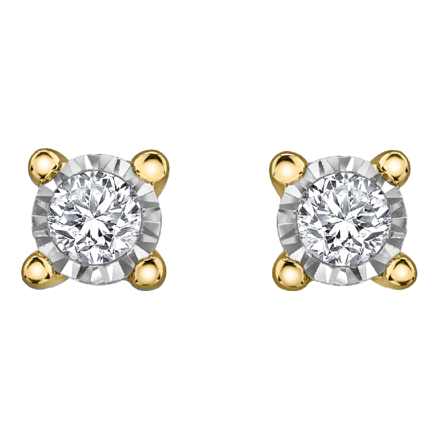 Lady's 10kt yellow gold 'Forever Jewellery' diamond stud earrings set with 2 round brilliant cut diamonds = 0.04ct tw