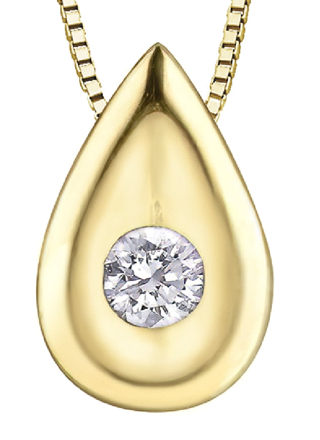 Lady's 10kt yellow gold 'Forever Jewellery' solitaire pendant set with 1 x 0.03ct round brilliant cut diamond on a fine box link chain