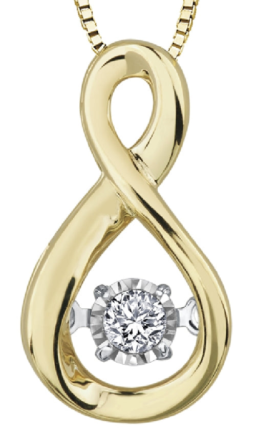 Lady's 10kt yellow & white gold 'Forever Jewellery' solitaire PULSE pendant set with 1 x 0.02ct round brilliant cut diamond on a fine box link chain