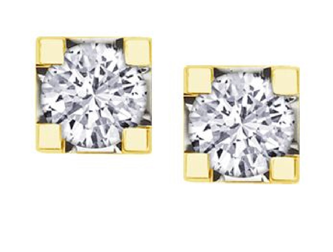 Lady's 10kt yellow gold 'Forever Jewellery' Stud earrings set with 2 x 0.09ct round brilliant cut CANADIAN diamonds 