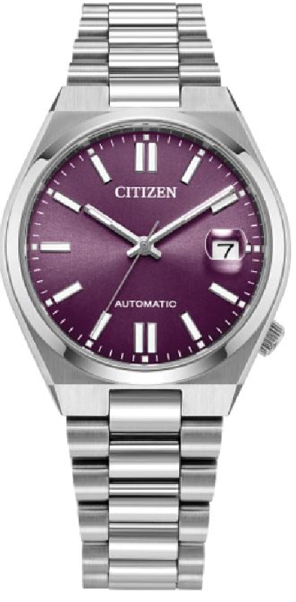 Silver tone stainless steel CITIZEN - AUTOMATIC  'Tsuyosa 37mm Collection' watch with purple dial #NJ0200-50W