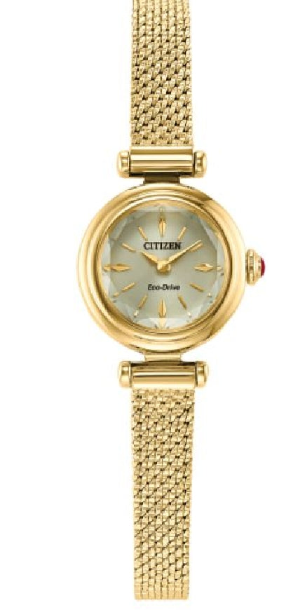 Gold tone CITIZEN ECO-DRIVE 'Fio' watch with an ultra-slim bracelet #EG7086-57P
