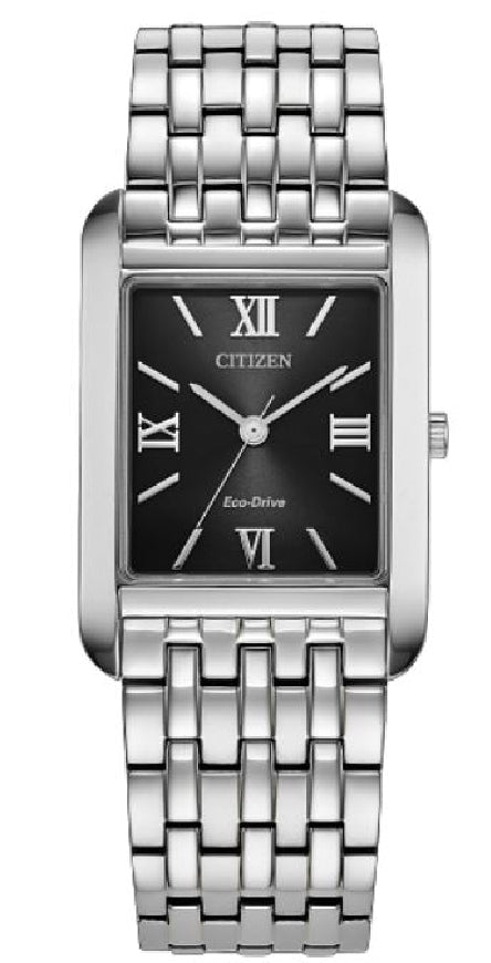 Gent's stainless steel CITIZEN ECO-DRIVE 'Addysen' watch with black dial  #BJ6570-50E