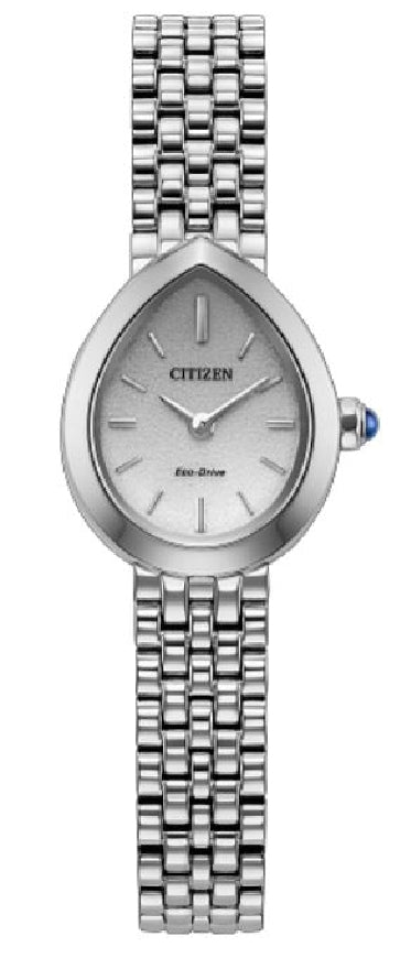 Stainless steel  CITIZEN ECO-DRIVE 'L Rainell' watch with a raindrop - shaped face  #EX1550-54A
