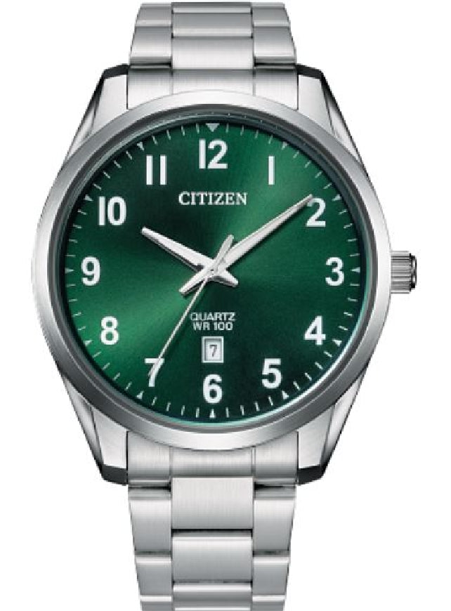 Gent's stainless steel CITIZEN quartz watch with pine green dial 
#BI1031-51X