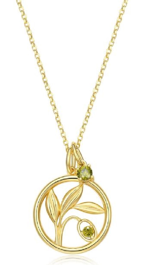 Sterling silver/gold plated REIGN pendant set with a olive cubic zirconia on a 18.5' length chain