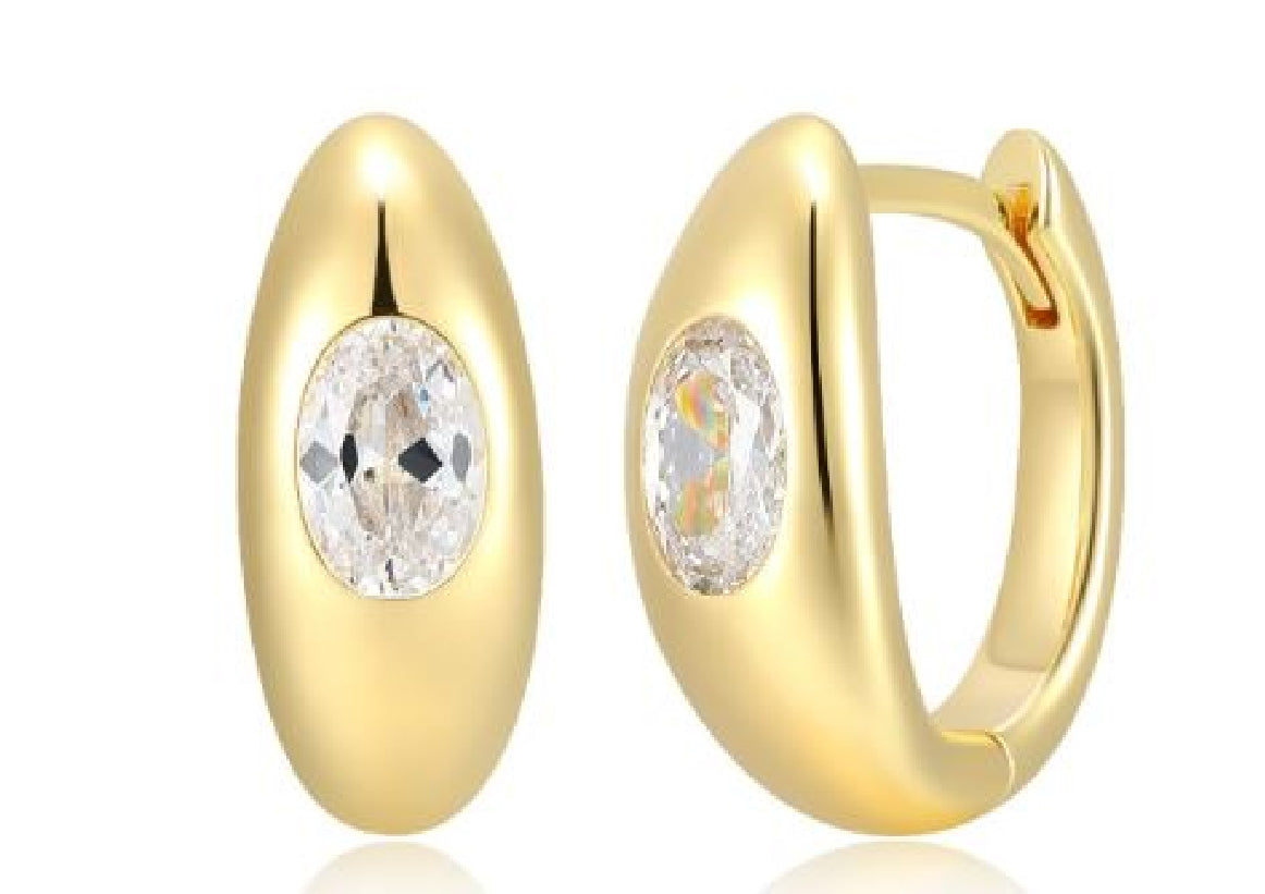 Sterling silver REIGN gold plated hoop earrings set with cubic zirconia