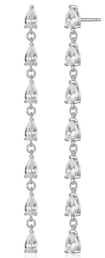 Sterling Silver REIGN pear shape cubic zirconia drop earrings