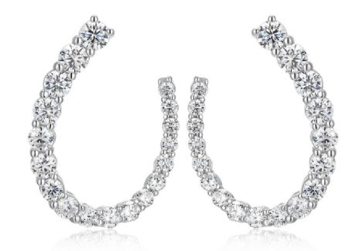 Sterling silver REIGN cubic zirconia twist hoop earrings