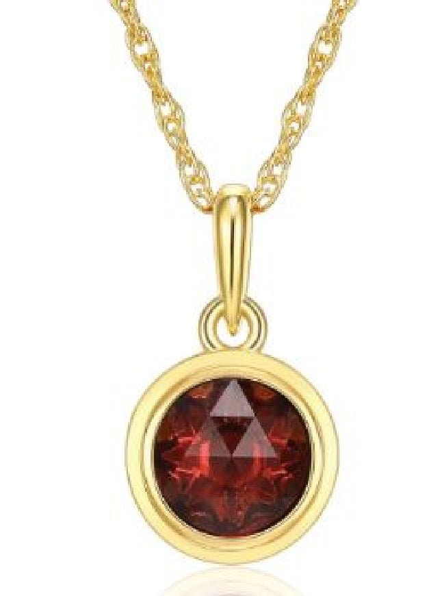 Sterling silver and gold plated REIGN birthstone necklace (January) set with a genuine garnet on a 16+2' length chain