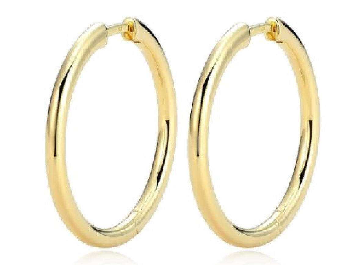 Sterling silver and gold plated REIGN 25mm hoop earrings