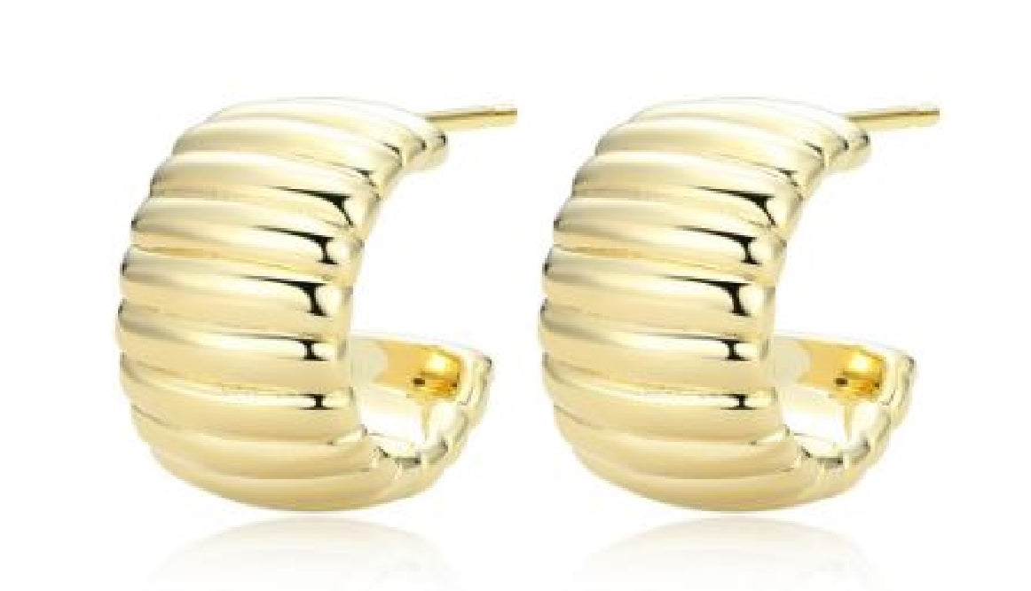 Sterling silver and gold plated REIGN ribbed half hoop earrings