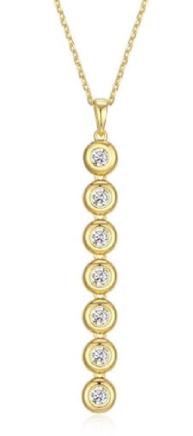 Sterling silver gold plated REIGN drop necklace, bezel set with cubic zirconia in 17+3' length