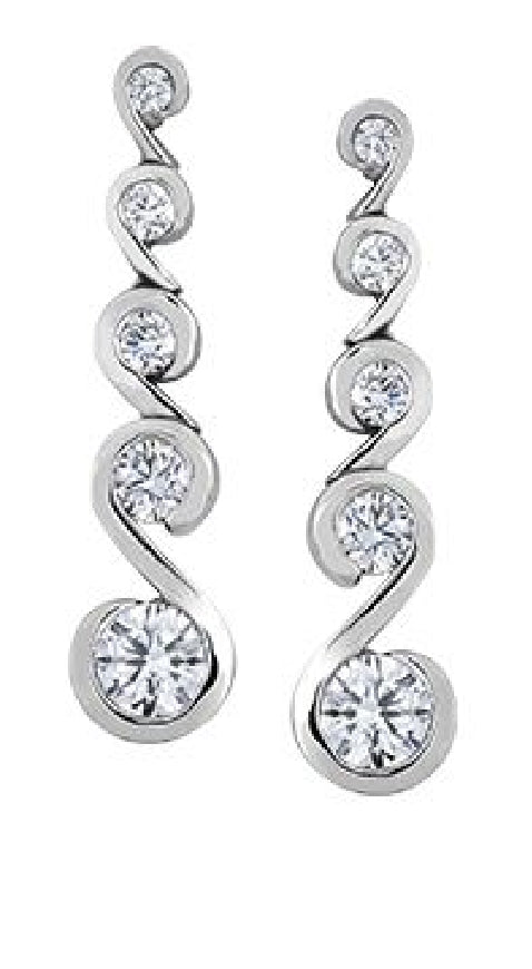 Lady's 14kt white gold MAPLE LEAF DIAMOND earrings set with 10 round brilliant cut CANADIAN diamonds = 1.04ct tw (VS2-SI1, GH)