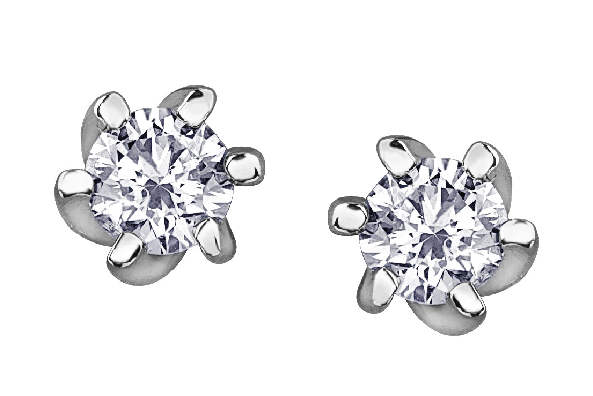 Lady's 10kt white gold 'Forever Jewellery' Stud earrings set with 2 x 0.08ct round brilliant cut CANADIAN diamonds 