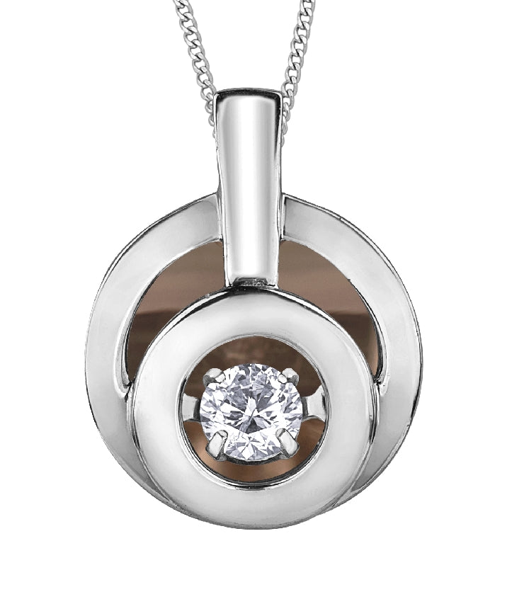 Lady's 10kt white & rose gold 'Forever Jewellery' Pulse pendant set with 1 x 0.10ct round brilliant cut CANADIAN diamond on a box link chain in18' length