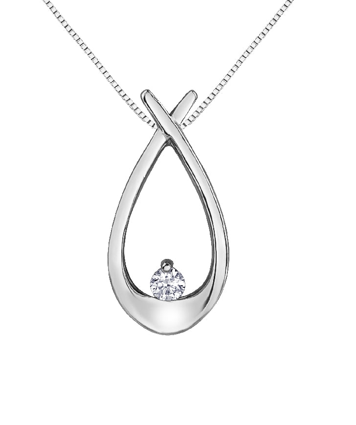 Lady's 10kt white gold 'Forever Jewellery' Fashion pendant set with 1 x 0.04ct round brilliant cut CANADIAN diamond on a fine box link chain