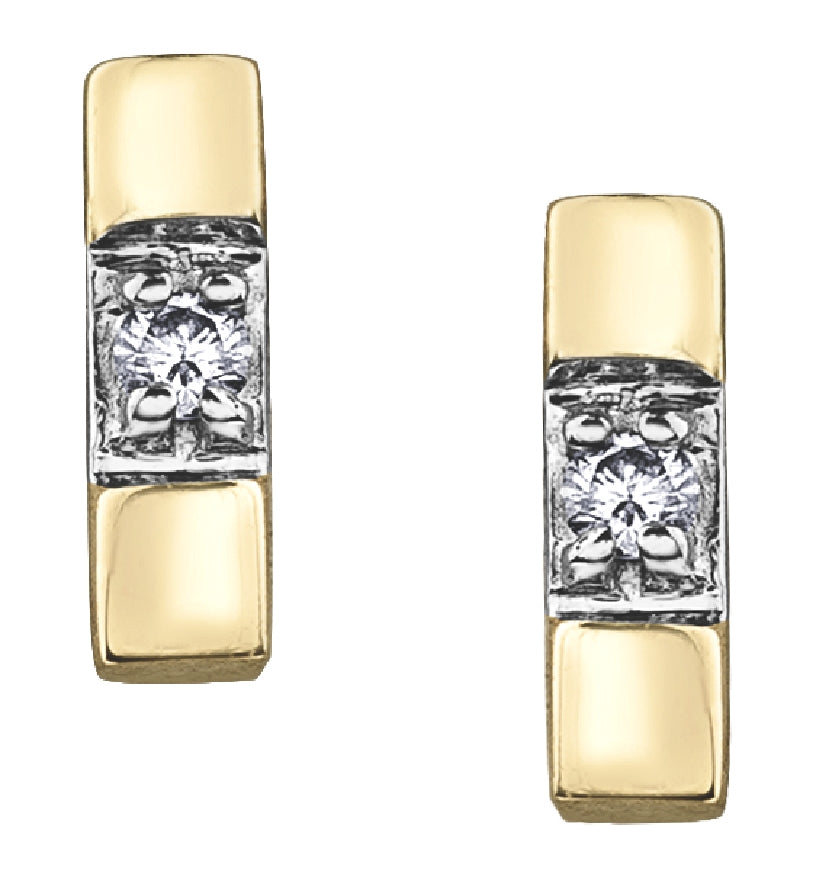 Lady's 10kt yellow gold 'Forever Jewellery' diamond stud earrings set with 2 round brilliant cut diamonds = 0.01ct tw